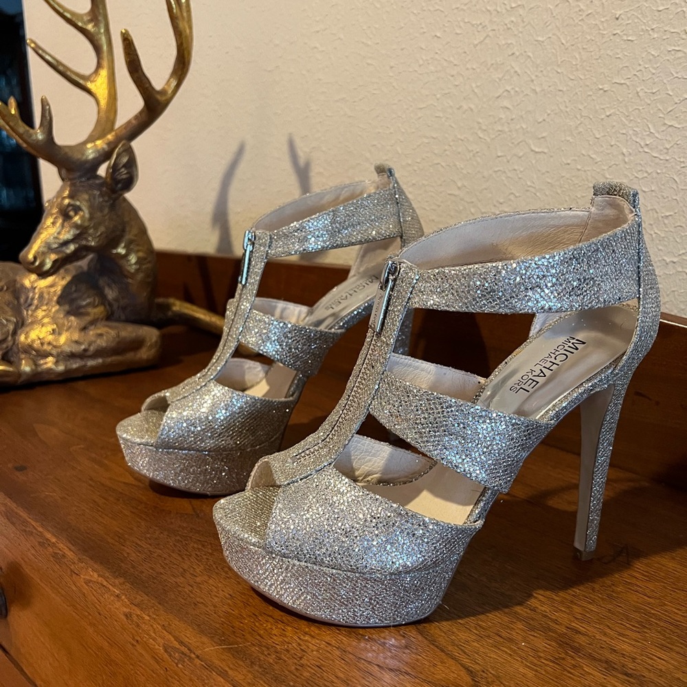 Michael Kors Berkeley Platform Silver Glitter Sho… - image 2